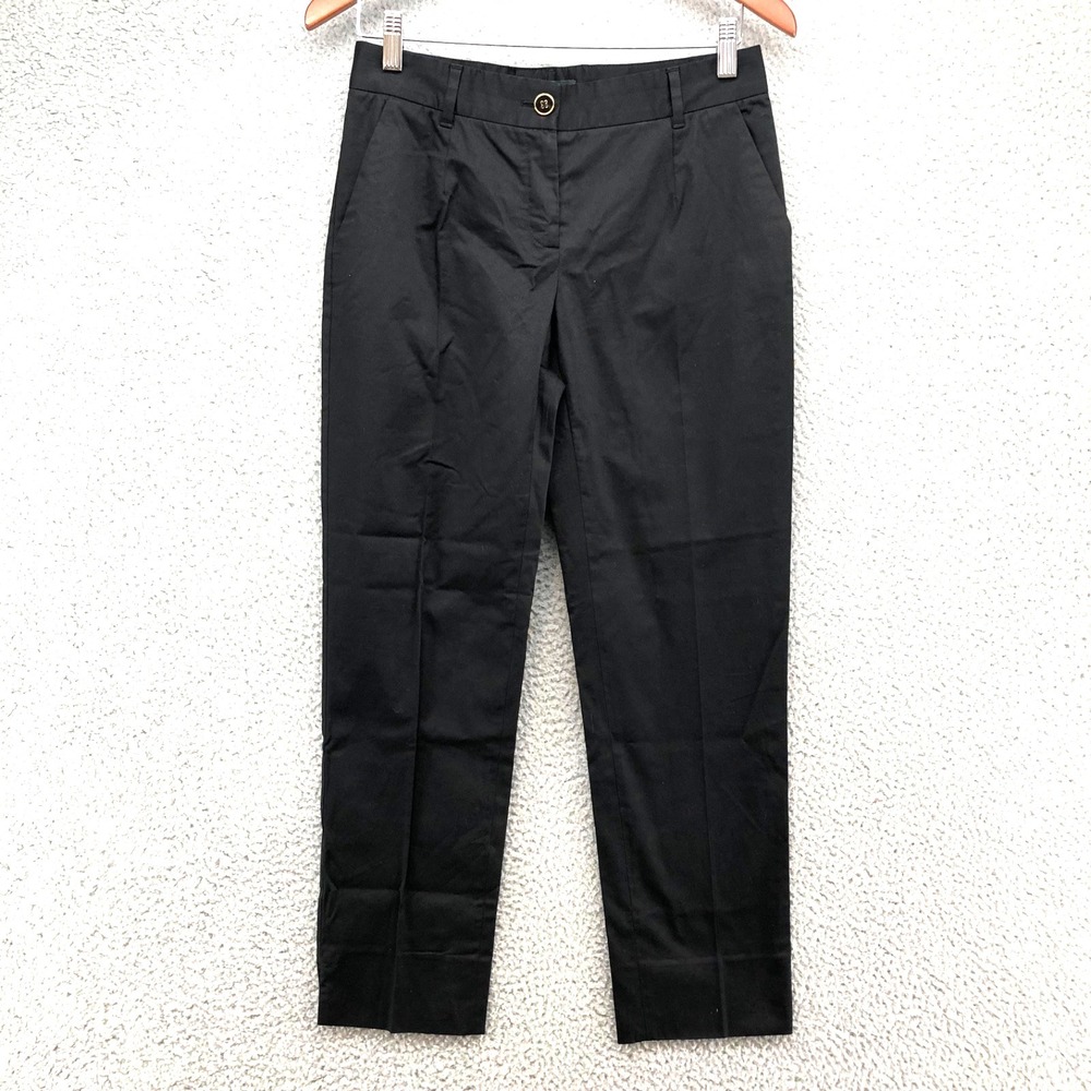 Dolce & Gabbana Cotton Dress Pants Womens 40 4 Black Mid Rise Tapered Leg Career
